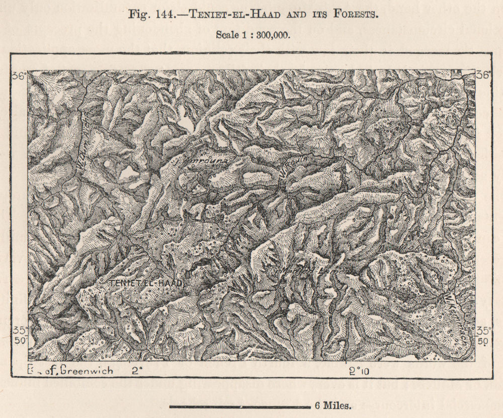 Théniet/Theniet El Had and its Forests. Algeria 1885 old antique map chart